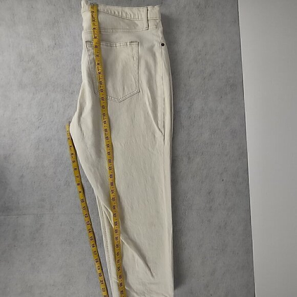Abercrombie & Fitch The Ankle Straight Ultra High Rise Cotton White Jeans Sz 35 - Picture 8 of 11